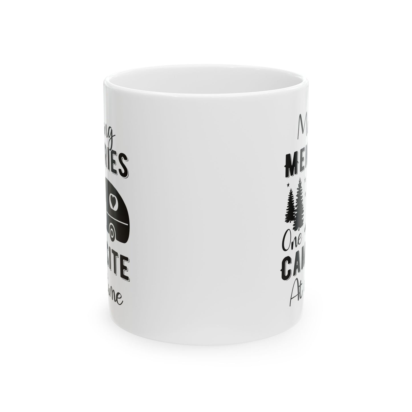 Minimalist Black Camping Art Ceramic Mug, (11oz, 15oz)