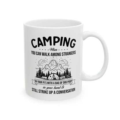 Minimalist Camping Adventure Design Ceramic Mug, (11oz, 15oz)
