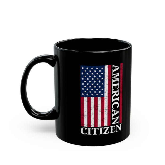 American Citizen Black Mug – Patriotic USA Flag Coffee Cup Gift