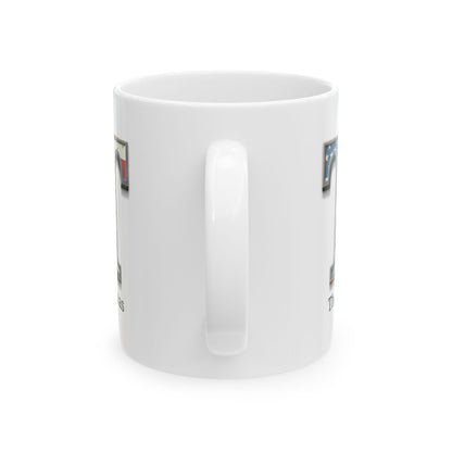 White American Flag Mug with Letter T and Name Thomas Personalized Patriotic Coffee Cup Gift for Men Veterans or Proud Americans