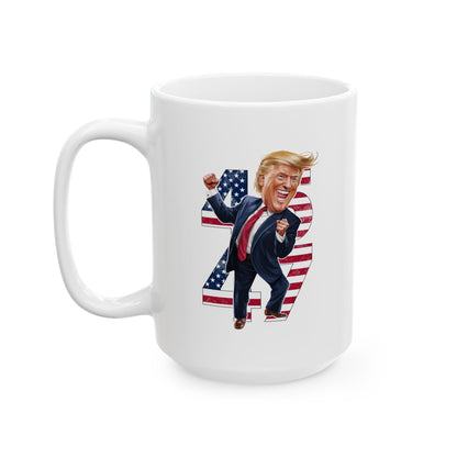 Trump 47 Coffee Mug – White Patriotic Donald Trump Cup for MAGA Fans