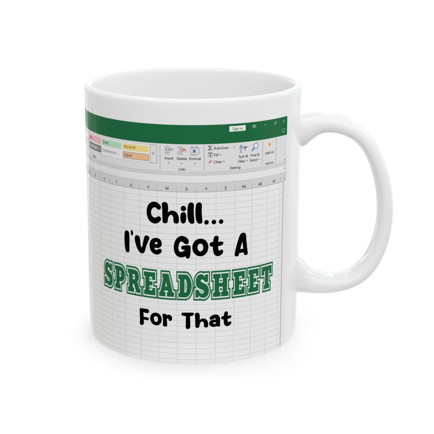 Funny Excel Lover Design Ceramic Mug, (11oz, 15oz)