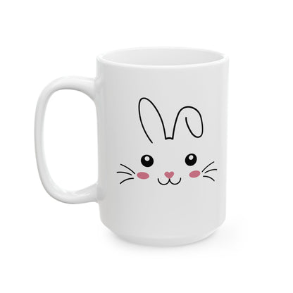 Cute Bunny Face White Mug – Adorable Easter Gift for Kids