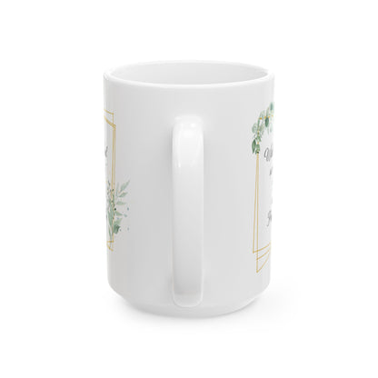 With God All Things Are Possible – White Floral Faith Mug