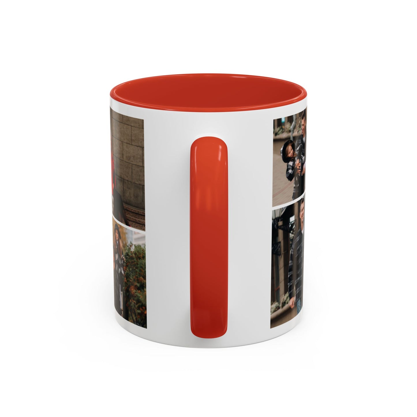 Happy Family Moments - Stylish Fall Family Photoshoot with Dad, Mom, and Daughter in Matching Outerwear Mug