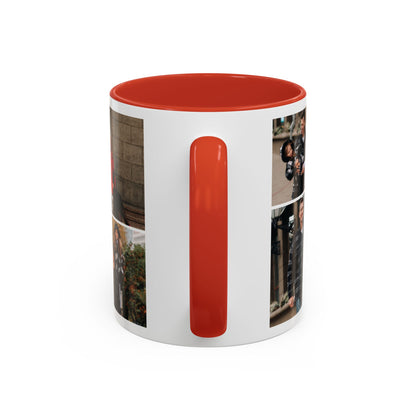 Happy Family Moments - Stylish Fall Family Photoshoot with Dad, Mom, and Daughter in Matching Outerwear Mug