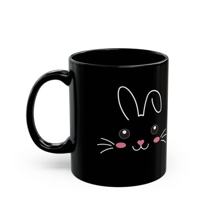 Cute Bunny Face Black Mug – Adorable Animal Gift for Kids