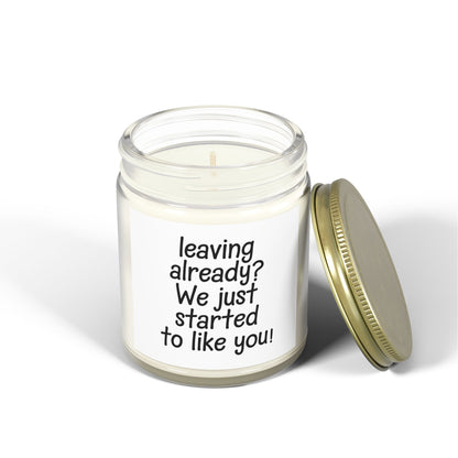 Leaving Already We Just Started to Like You Scented Candles, Coconut Apricot Wax (4oz, 9oz)