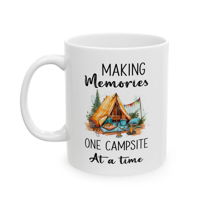 Cozy Glamping Tent with Campfire Ceramic Mug, (11oz, 15oz)