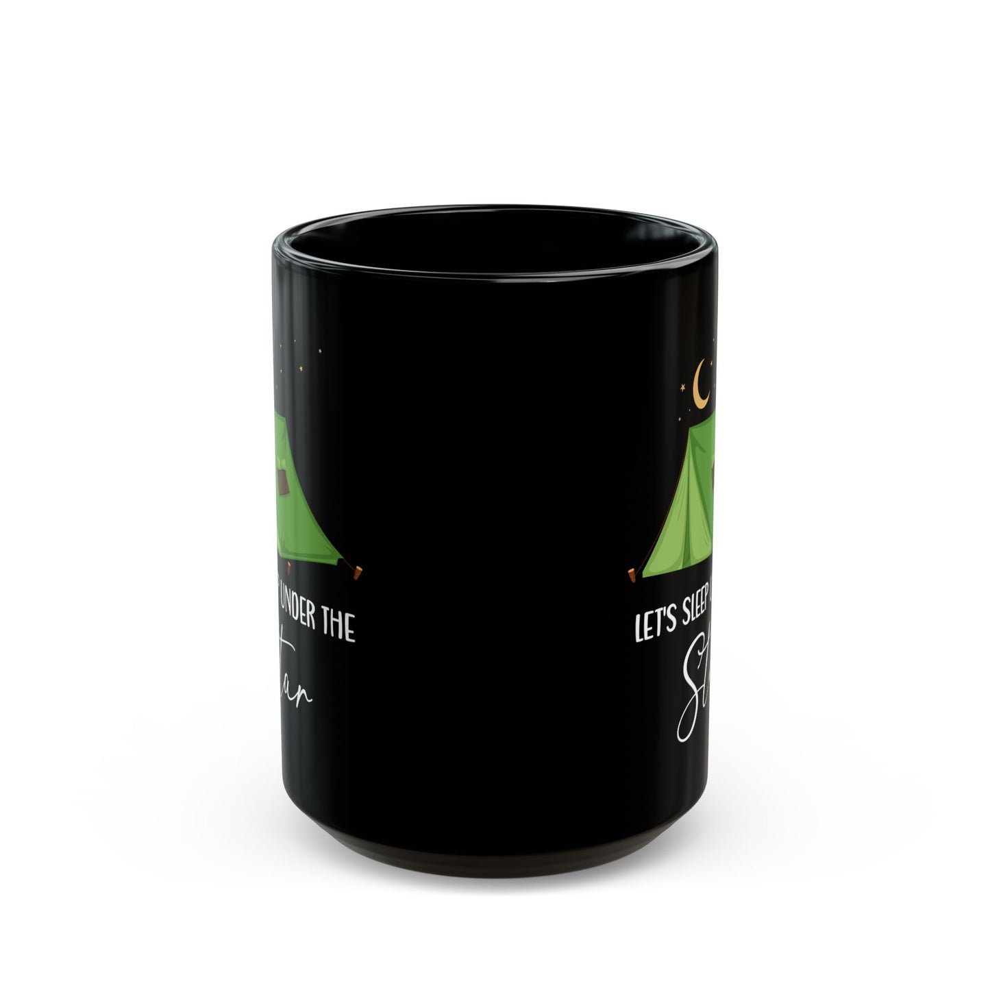 Green Camping Tent Under Moon and Stars Ceramic Mug, (11oz, 15oz)