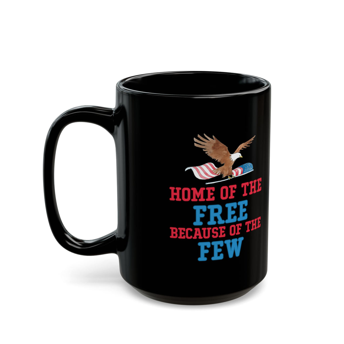 Home of the Free – Because of the Few Black Ceramic Patriotic Mug Military Eagle Coffee Cup