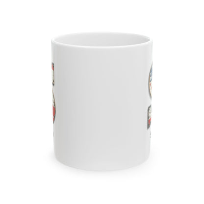 White American Flag Mug with Letter S and Name Simon Personalized Patriotic Coffee Cup Gift for Men Veterans or Proud Americans