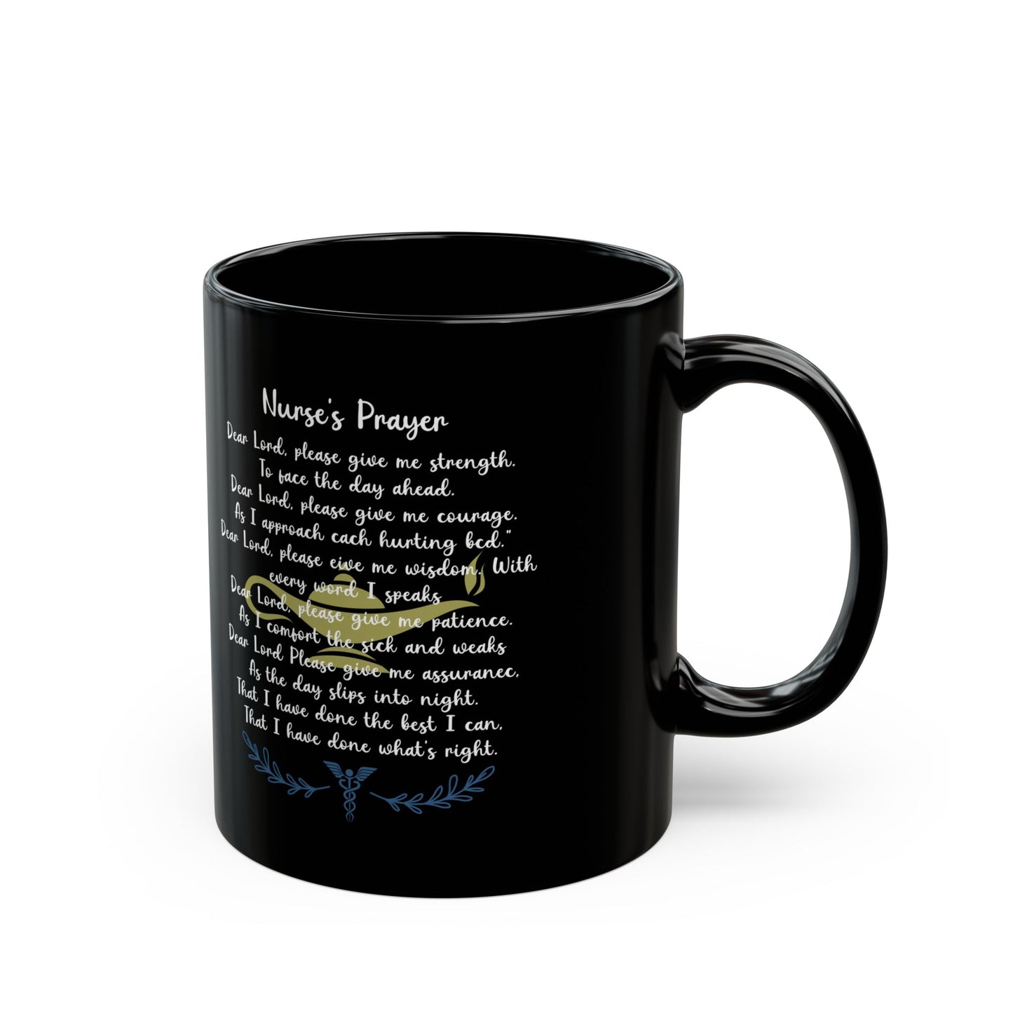 Black Nurse Prayer Coffee Mug – Christian Gift for RN LPN – Inspirational Thank You Gift for Nurses, Nursing Students, Healthcare Workers