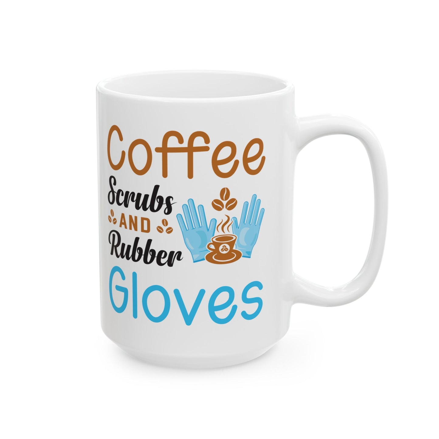 Coffee Scrubs AND Rubber 11oz  & 15oz White mug