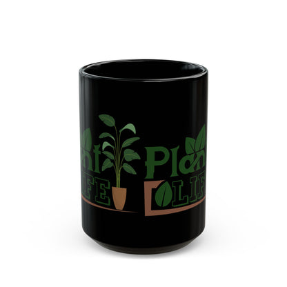 Give a Gift to a Plant Lover – Plant Life Mug Black Ceramic Coffee Cup for Gardeners