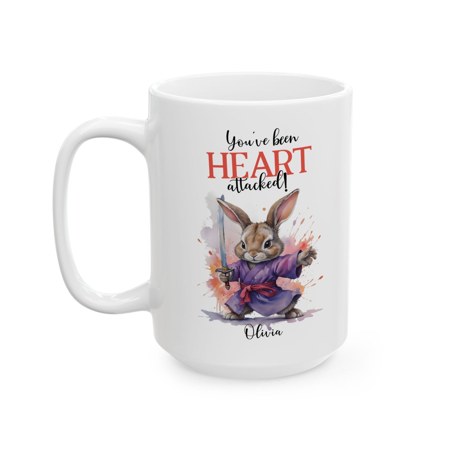 Heart Attack Bunny Mug – Personalized Funny Gift with Name