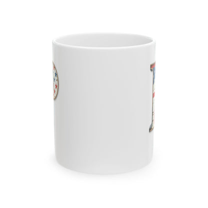 White American Flag Mug with Letter P Patriotic Initial Coffee Cup Gift for Veterans Military Families or Proud Americans