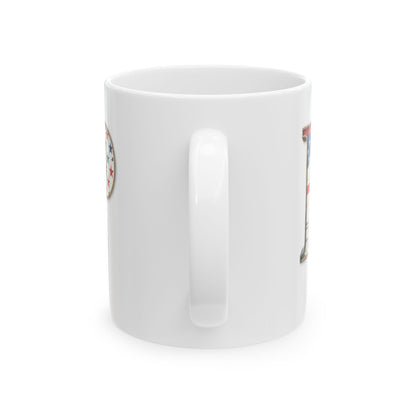 White American Flag Mug with Letter P Patriotic Initial Coffee Cup Gift for Veterans Military Families or Proud Americans