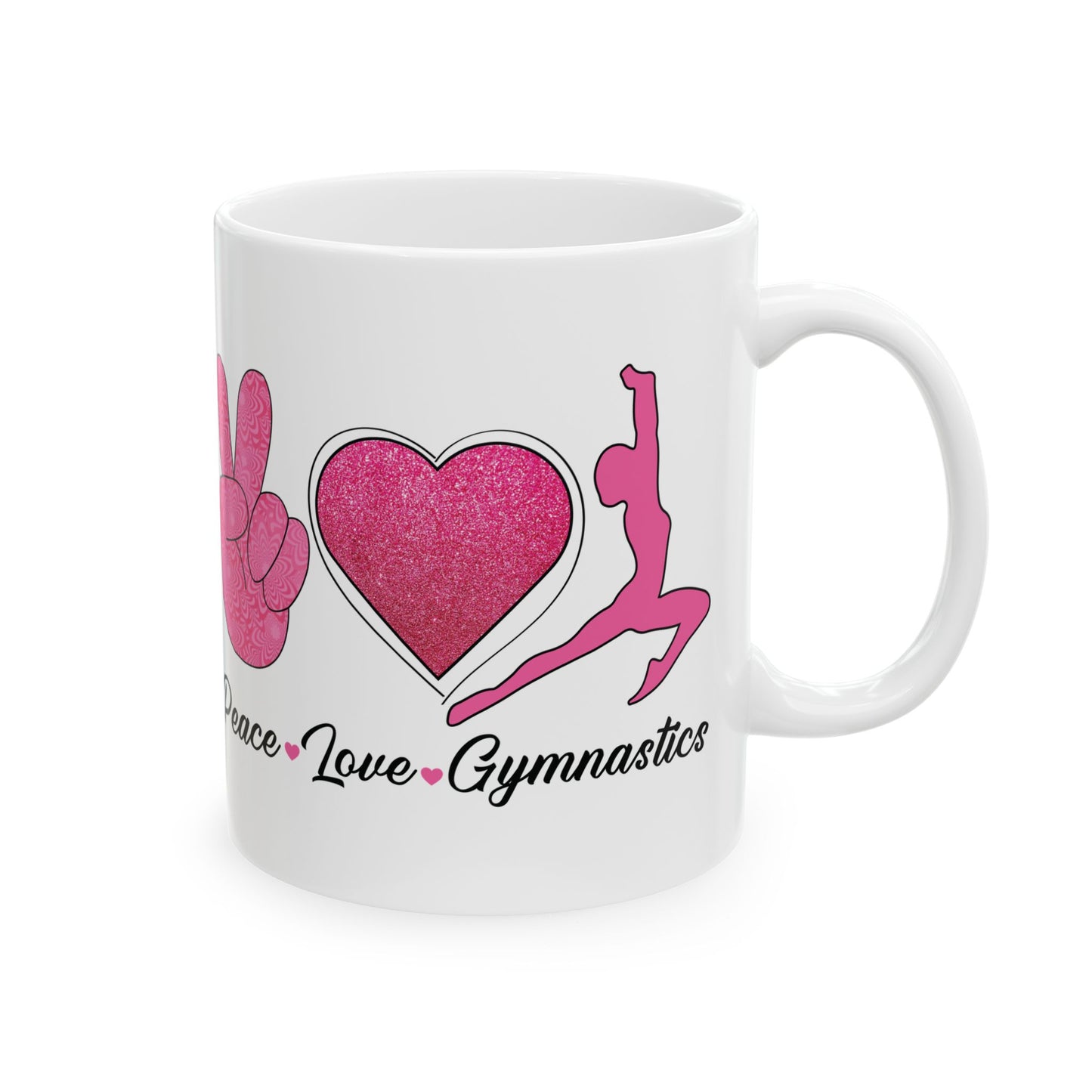 Peach Love Gymnastics White Mug, (11oz, 15oz)