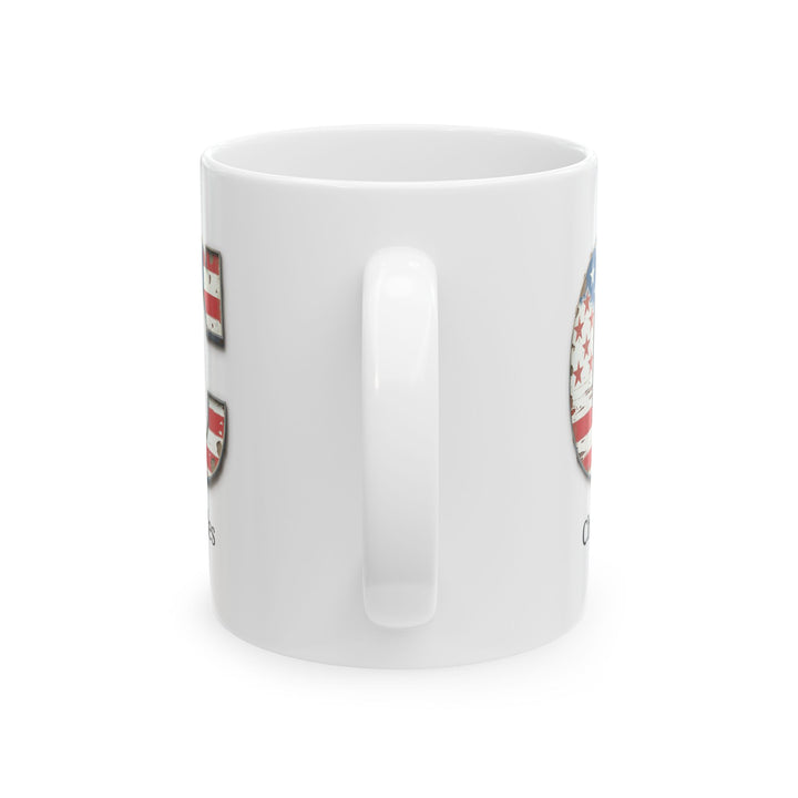 White Personalized USA Flag Initial Mug with Letter C and Charles Name Gift for Men, Veterans, Patriotic Coffee Lovers
