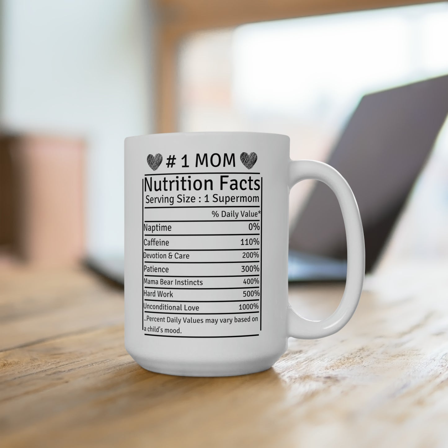 Nutritions Facts 15oz white Mug