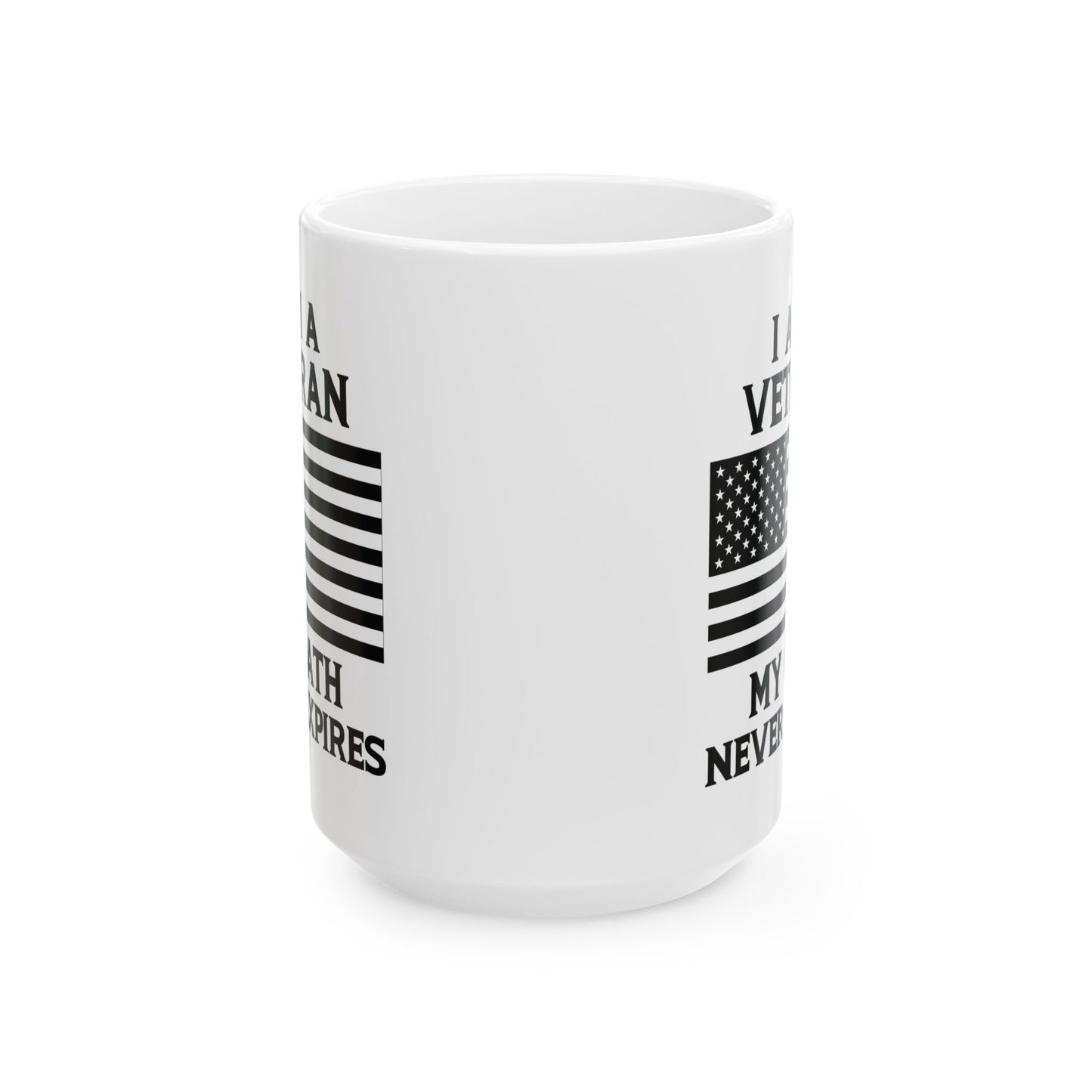 White Ceramic Mug with American Flag – Patriotic Gift for Military Men & Women