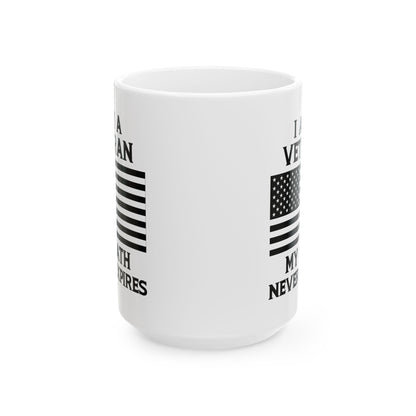 White Ceramic Mug with American Flag – Patriotic Gift for Military Men & Women