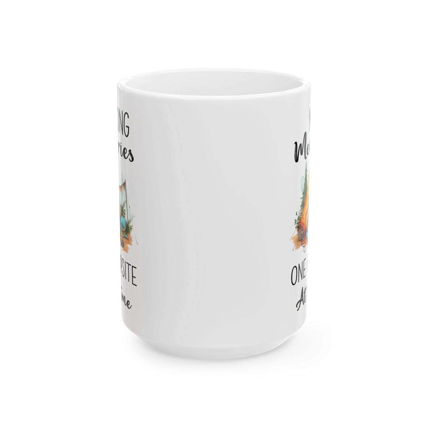 Cozy Glamping Tent with Campfire Ceramic Mug, (11oz, 15oz)