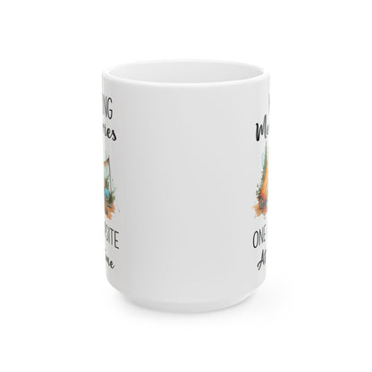 Cozy Glamping Tent with Campfire Ceramic Mug, (11oz, 15oz)