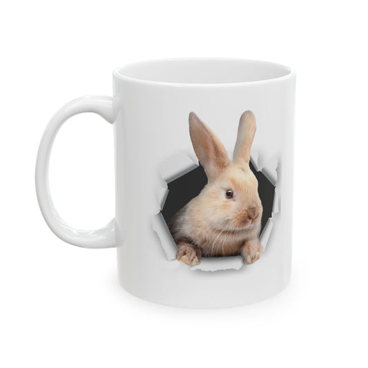 Peekaboo Bunny Mug – Cute 3D Rabbit Breaking Through Design