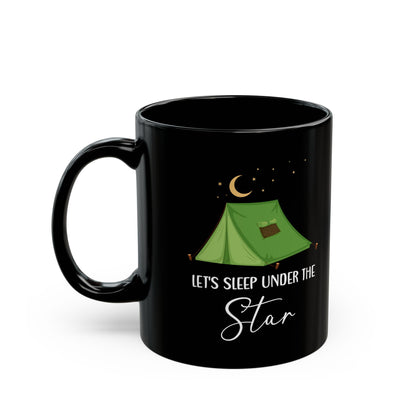 Green Camping Tent Under Moon and Stars Ceramic Mug, (11oz, 15oz)