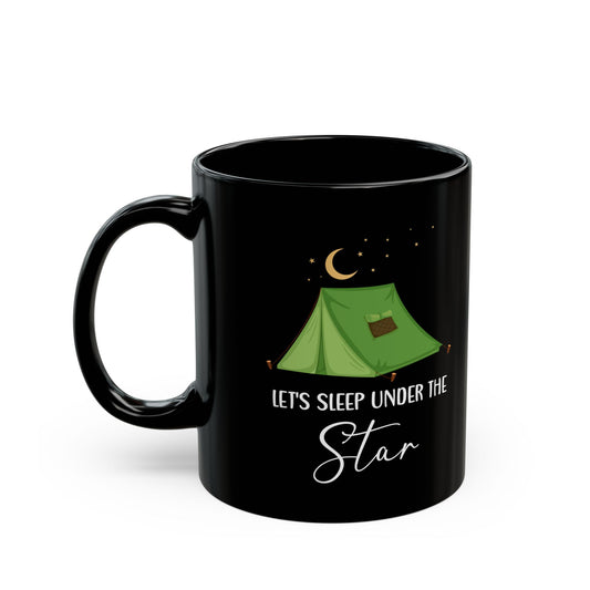 Green Camping Tent Under Moon and Stars Ceramic Mug, (11oz, 15oz)