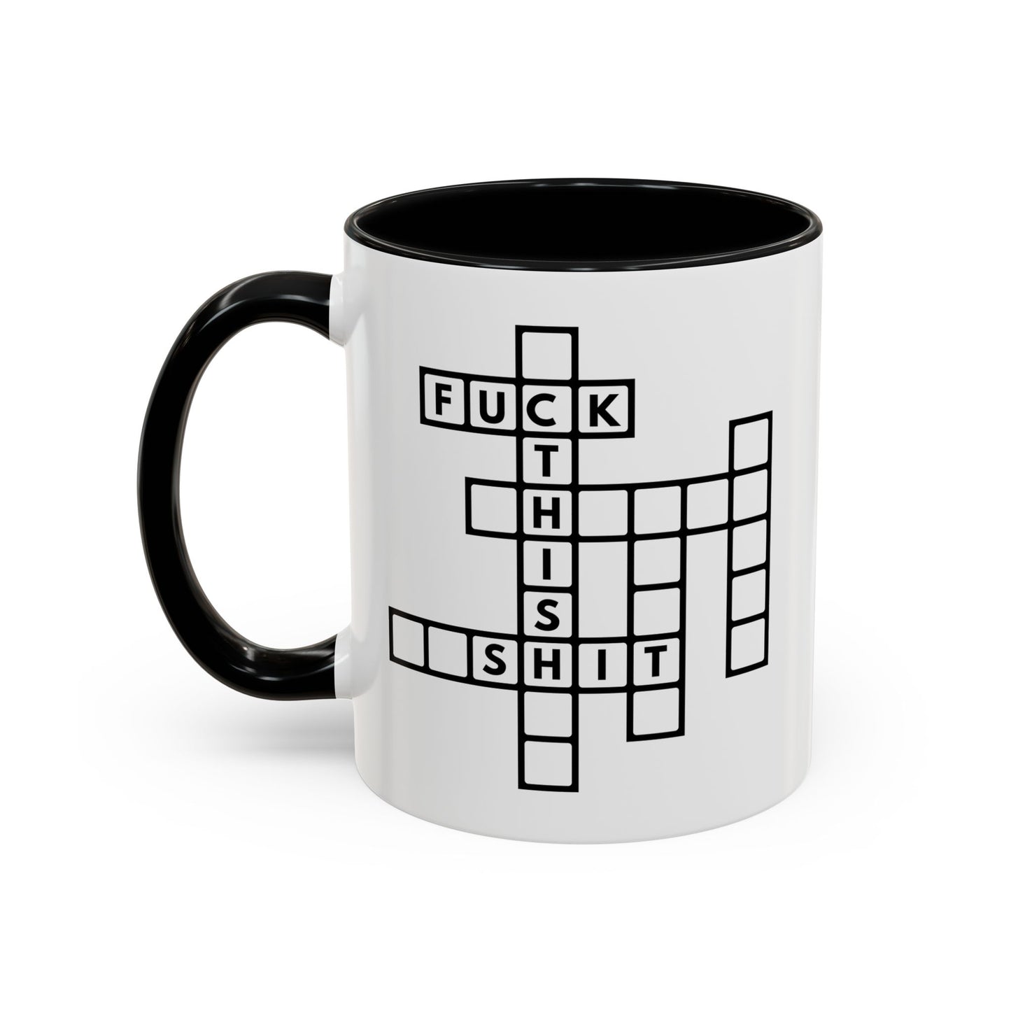 Fuck this shit funny crossword puzzle Accent Coffee Mug (11, 15oz)