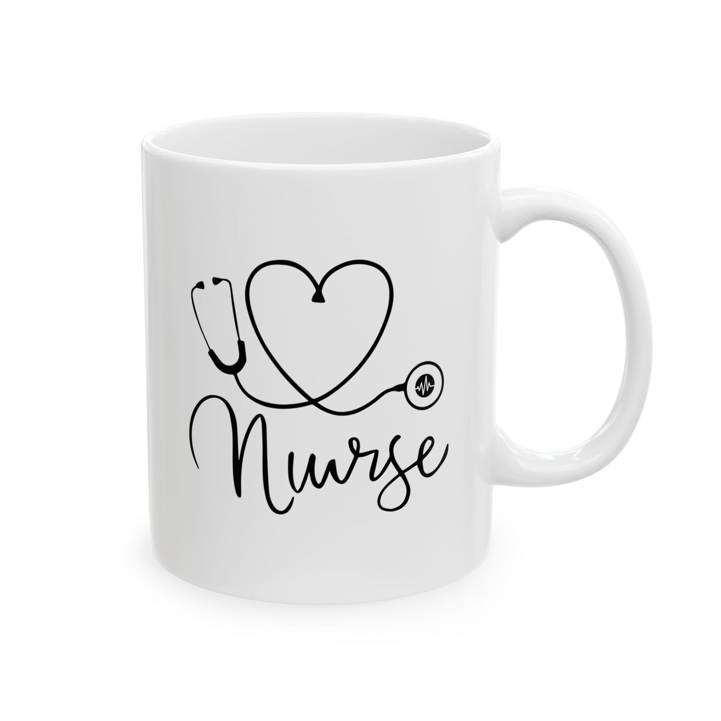 Love Nurse White Ceramic Mug – Cute Gift for Nurses, RN, LPN, or Nursing Students