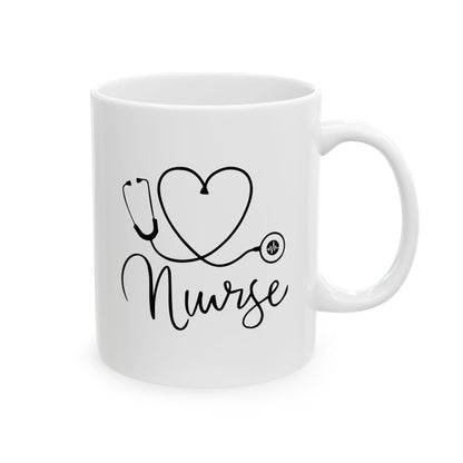 Love Nurse White Ceramic Mug – Cute Gift for Nurses, RN, LPN, or Nursing Students