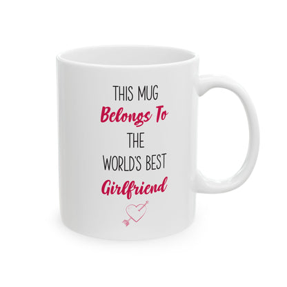 World's Best Girlfriend Mug – Cute Heart Arrow Gift from Boyfriend or Partner