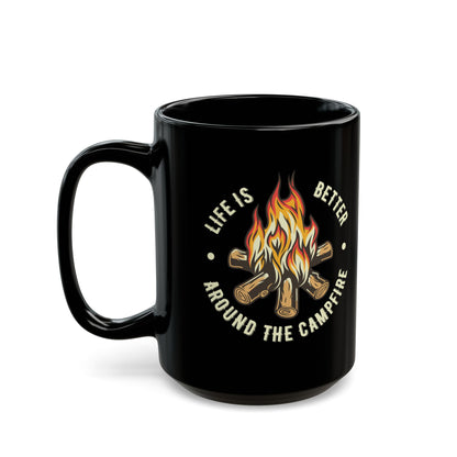 Vintage Bonfire Illustration Black Mug (11oz, 15oz)