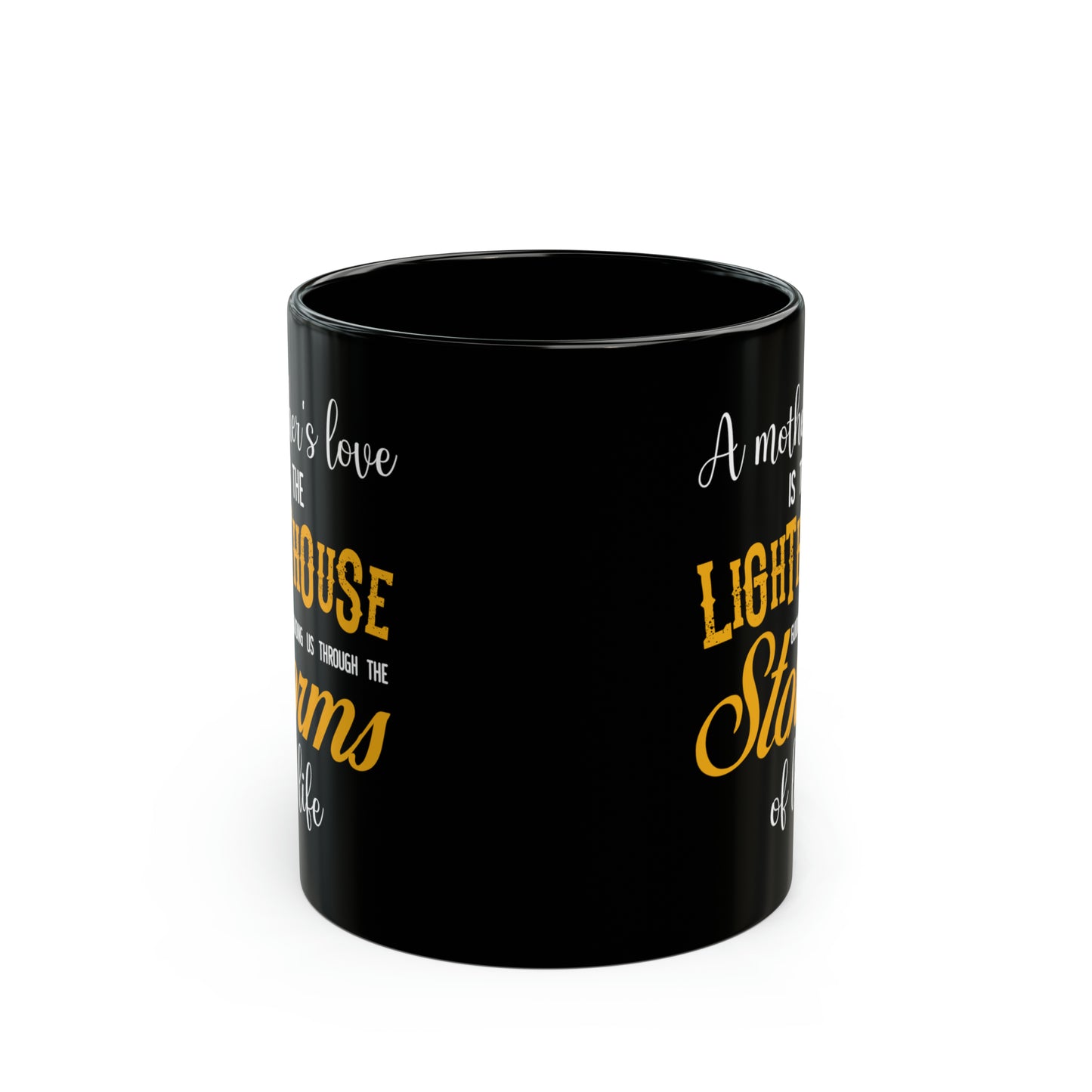 Mother’s Love Lighthouse Coffee Mug Inspirational Gift for Mom Black Ceramic Cup