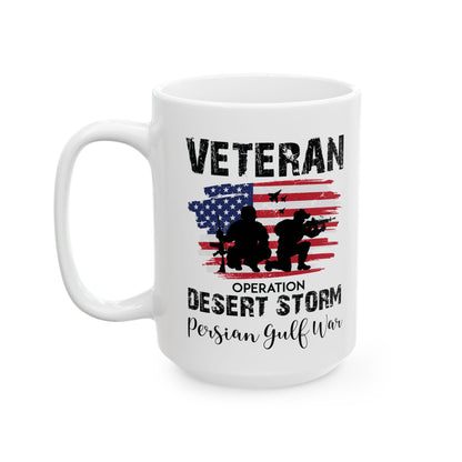 Give a Gift to a Desert Storm Veteran – Persian Gulf War Mug White Ceramic Patriotic Coffee Cup