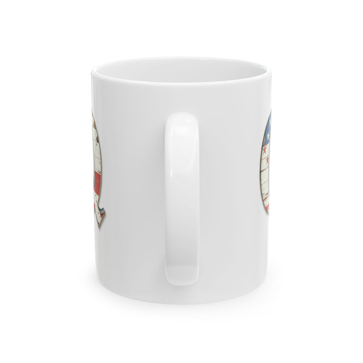 Mug - Patriotic American Flag Letter Q with Kevin Name - Vintage Red, White, and Blue Design
