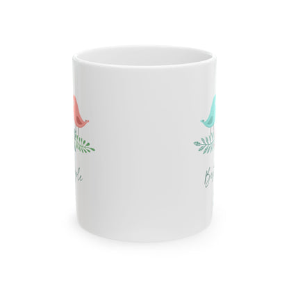 Best Couple Ever Mug – Cute Lovebirds and Floral Design – Romantic Gift for Couples