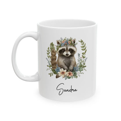 racoon custom, white Mug, (11oz, 15oz)