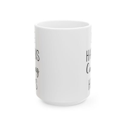 Rustic Black Camping Art Ceramic Mug, (11oz, 15oz)