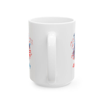 Happy 4th of July Mug – Statue of Liberty, Fireworks & Patriotic Gift