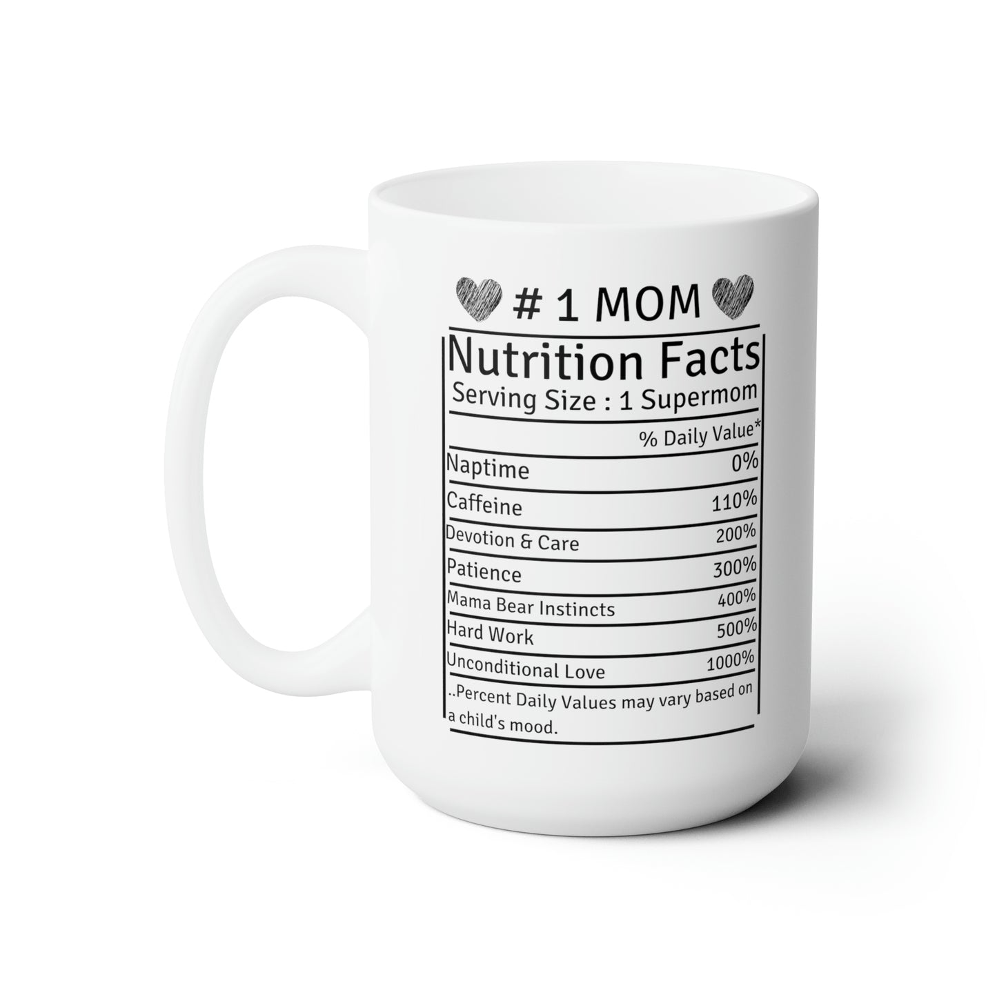 Nutritions Facts 15oz white Mug