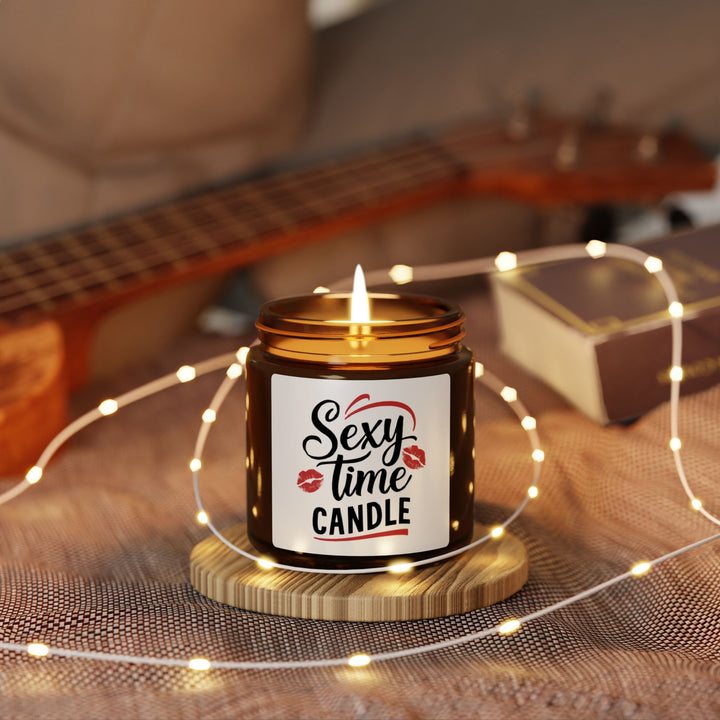 Sexy Time Candle – Flirty Amber Jar Candle with Kiss Marks Romantic & Funny Gift for Couples