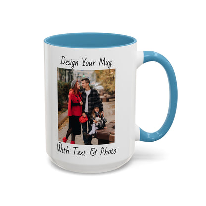 Family Fall Fashion - Mom, Dad, and Daughter in Stylish Outerwear Outdoors Mug
