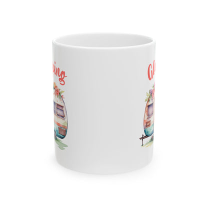 Glamping Watercolor Illustration Ceramic Mug, (11oz, 15oz)