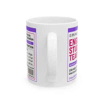 Funny English Student Tears Mug – Sarcastic White Coffee Cup for Teachers, Professors & Grammar Nerds