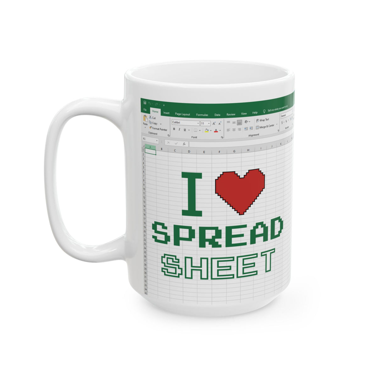 Funny Pixel Art Mug for Excel & Data Lovers Ceramic Mug, (11oz, 15oz)